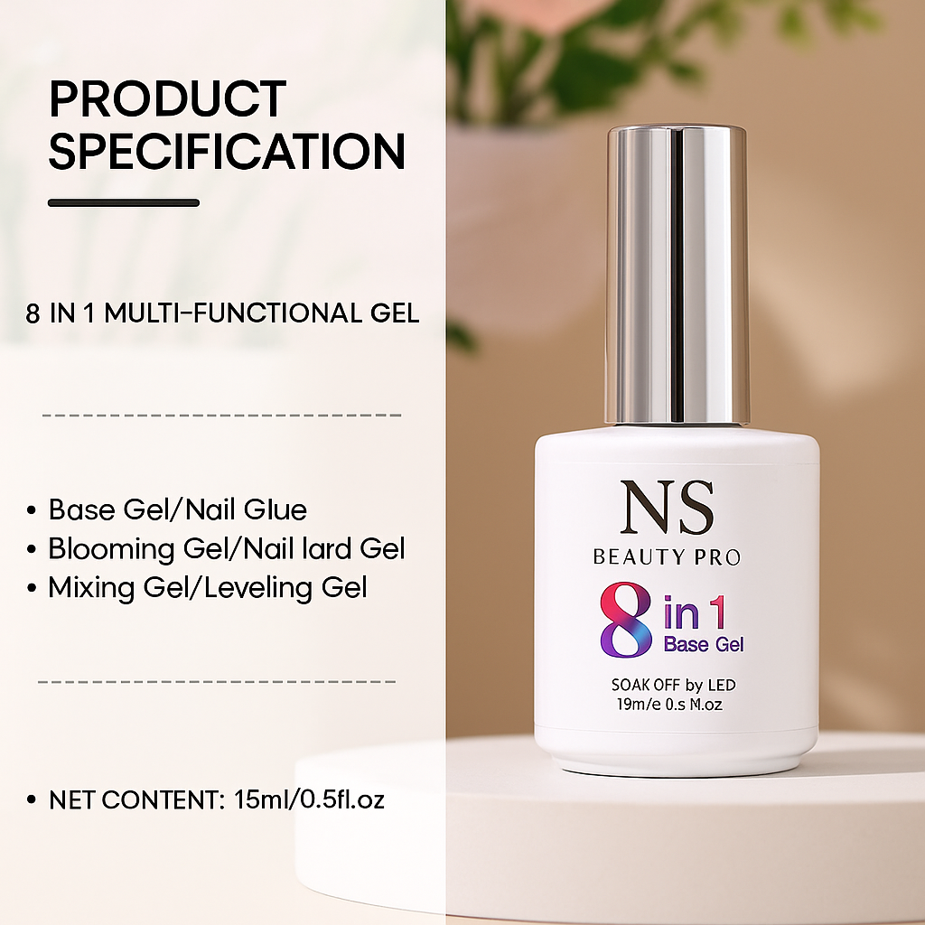 8 in 1 Base Gel – Multifuncional, NS Beauty Pro.