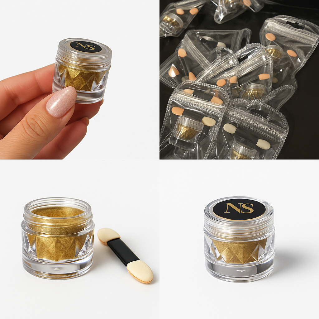 Gold Chrome Powder for Nails NS Besuty Pro - Ultra-Fine Pigment for High Coverage & Golden Mirror Effect - Ideal for Luxury Designs & Modern Styles