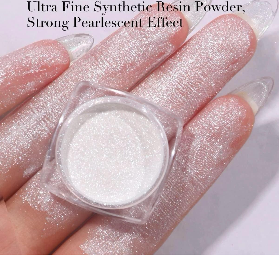 Polvo blanco perlado para uñas